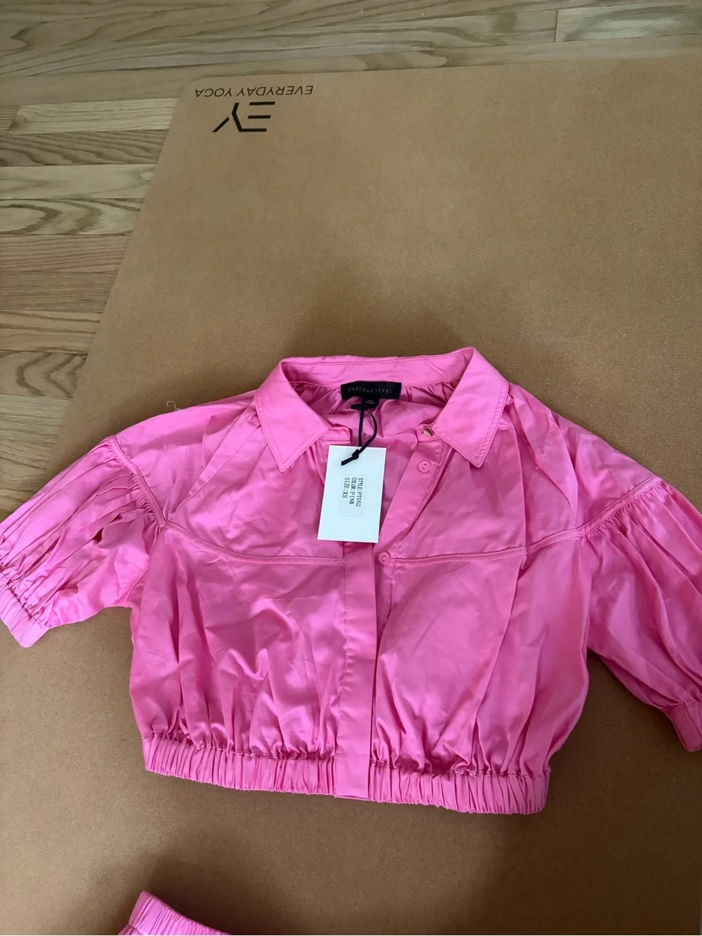 Dance & Marvel Hot Pink Collared Crop Top Set